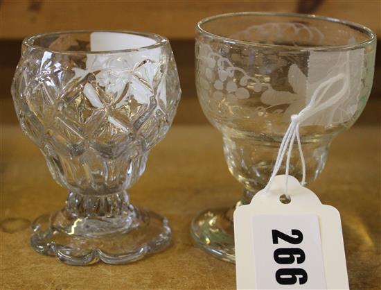 Bonnet moulded sweetmeat glass and a wheel engraved sweetmeat glass, 18th century